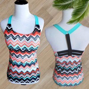 MULTI COLOR ZIG ZAG TWO PIECE SWIMSUIT